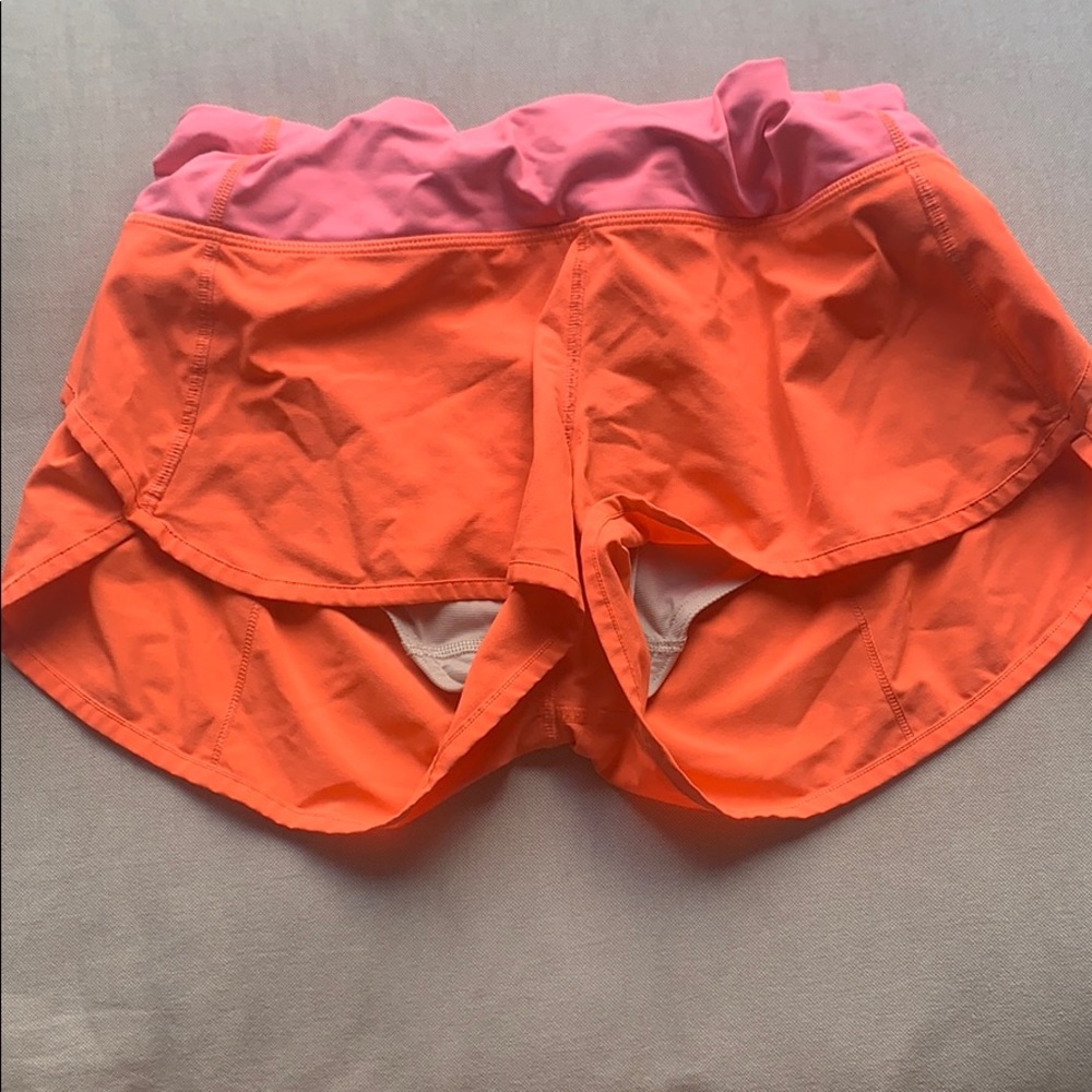 Lululemon Orange and Pink Speed Up Shorts